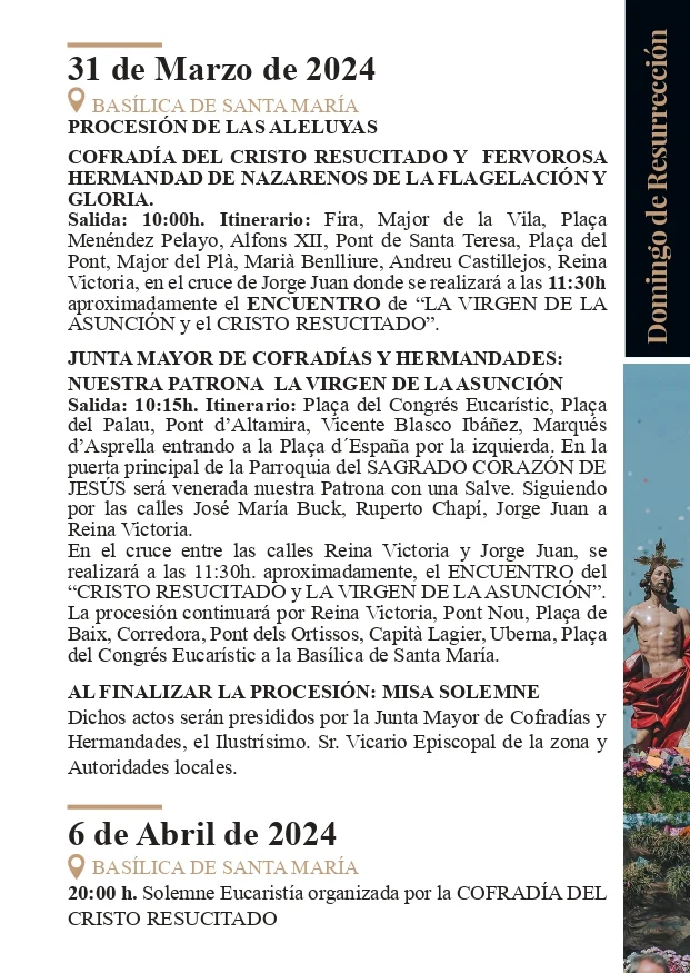 Itinerario Domingo de Resurrección Elche 2 Procesiones Domingo de Resurreccion Elche