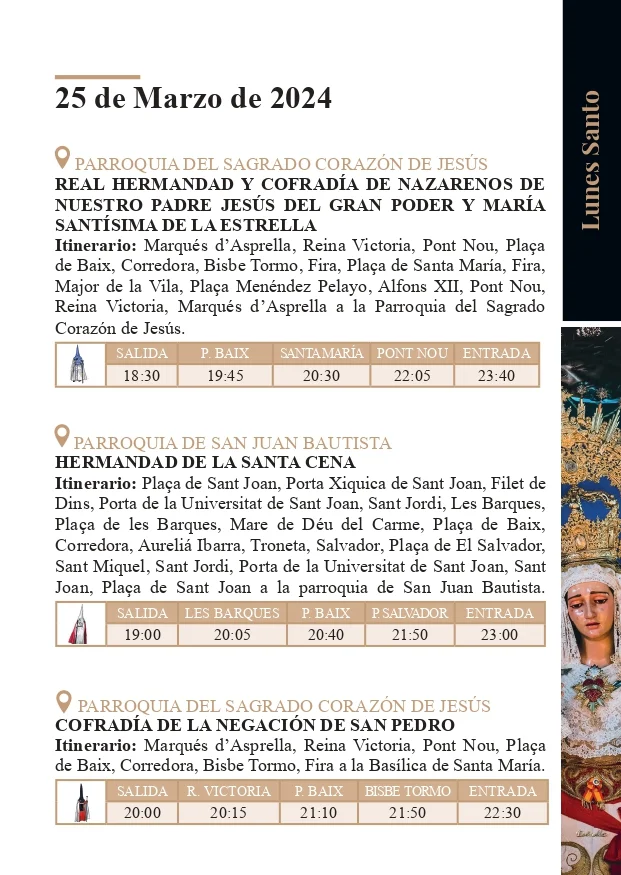 Itinerario Lunes Santo Elche 2 Procesiones Lunes Santo Elche 1