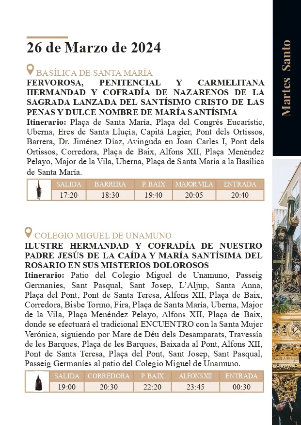 Itinerario Martes Santo Elche 2 Procesiones Martes Santo Elche 1
