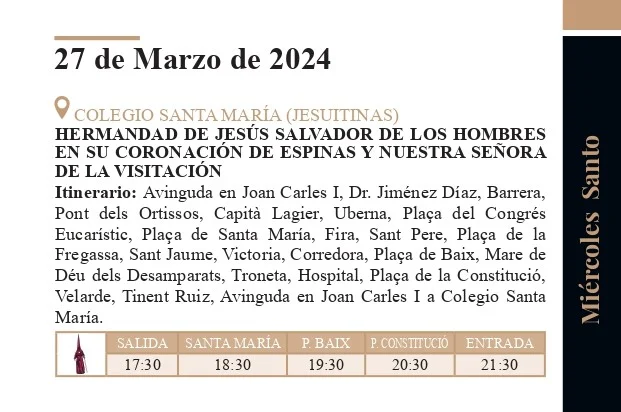 Itinerario Miércoles Santo Elche 2 Procesiones Miercoles Santo Elche 1