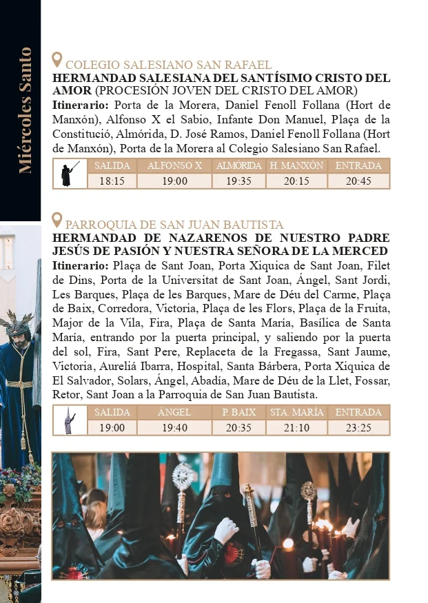 Itinerario Miércoles Santo Elche 3 Procesiones Miercoles Santo Elche 2
