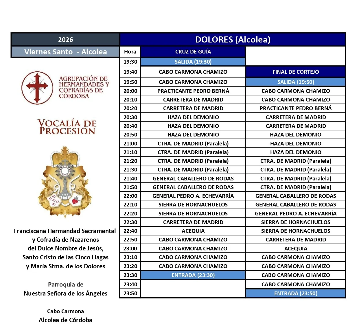 Procesiones Viernes Santo Alcolea Cordoba 2026